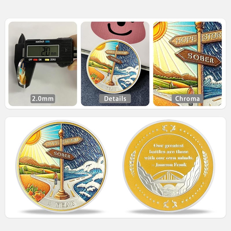 Imasoner 3 Year Sobriety Coin Gifts | Road Sign Sobriety AA Coins - HA AA Chip Medallion with Serenity Prayer | Narcotics Alcoholics Anonymous Gifts for Anniversary Year for Men & Women in Recovery - Image 4